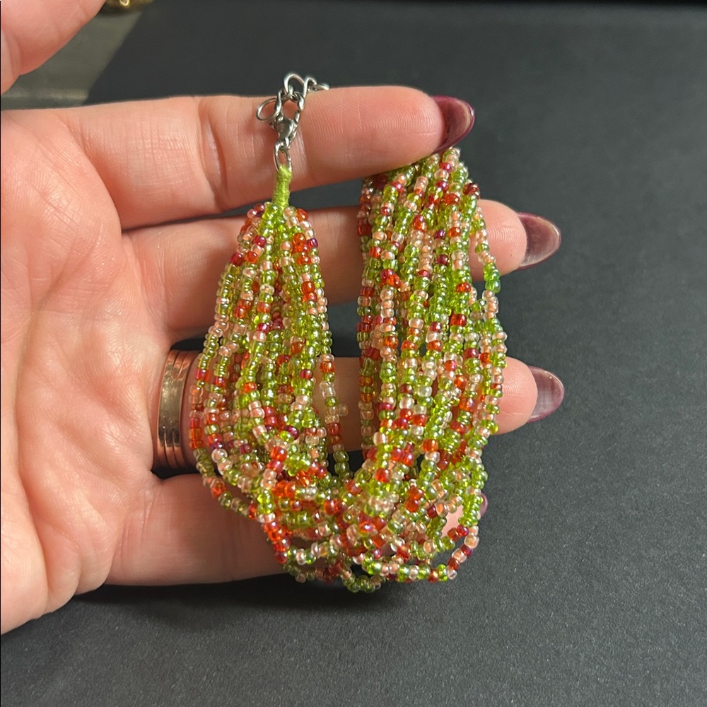 Threaded Multi-Strand Multicolor Beaded Bracelet … - image 3
